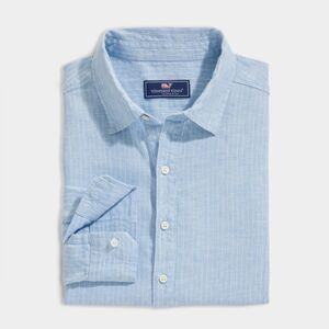 New Vineyard Vines Spread Collar Striped Linen Shirt Mens XS